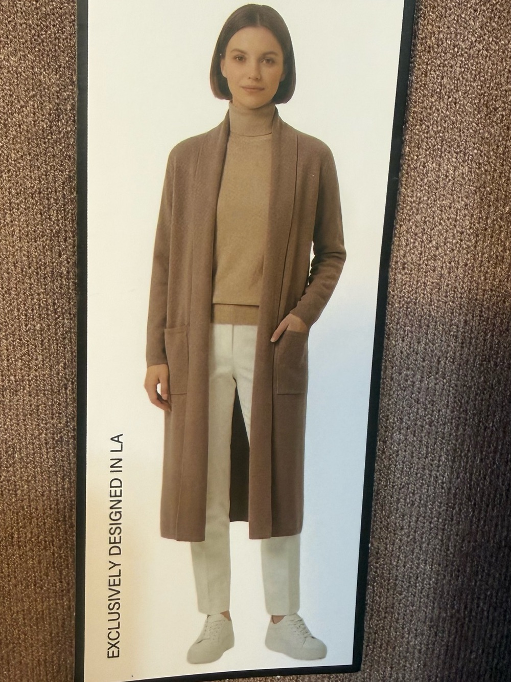 Max Studio- Color: H.DRK Sand Long Open-Front
Cardigan